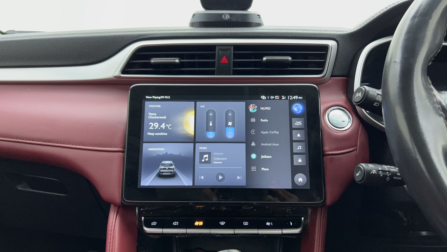 New MG Motors Astor interior MUSIC SYSTEM & AC CONTROL VIEW