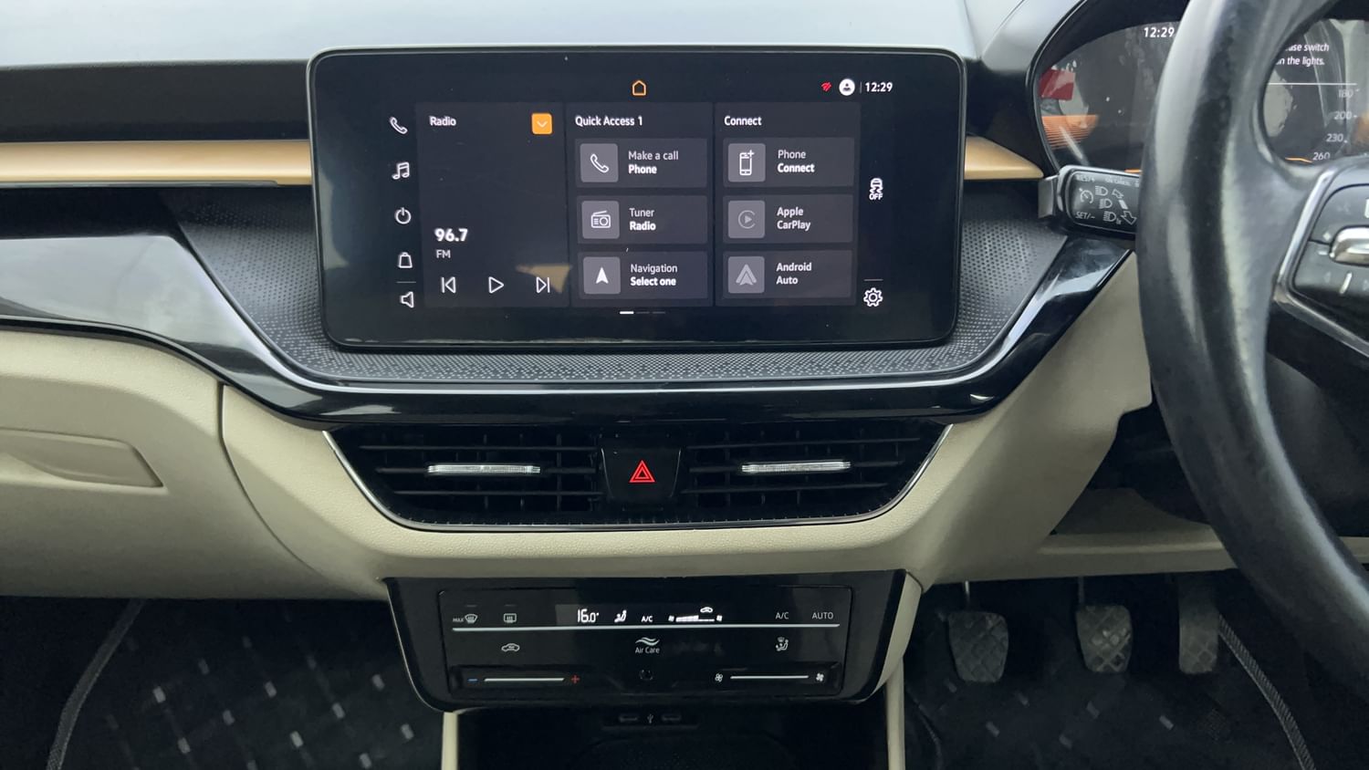 New Skoda Slavia interior MUSIC SYSTEM & AC CONTROL VIEW