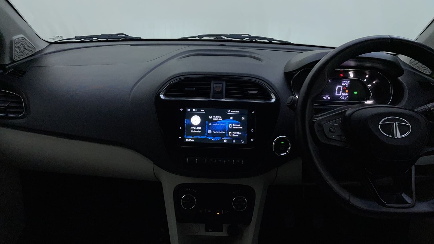 New Tata Tigor interior MUSIC SYSTEM & AC CONTROL VIEW