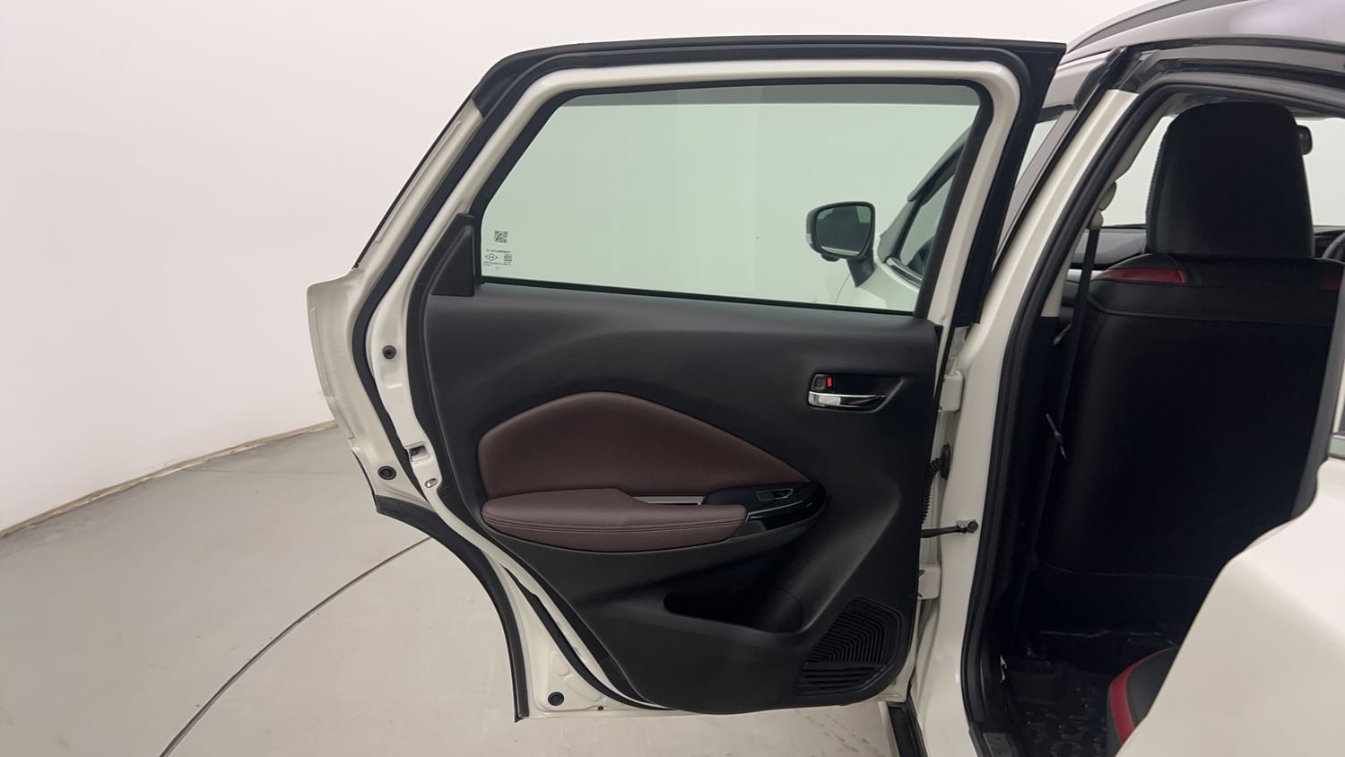 New Toyota Urban Cruiser Taisor interior LEFT REAR DOOR OPEN VIEW