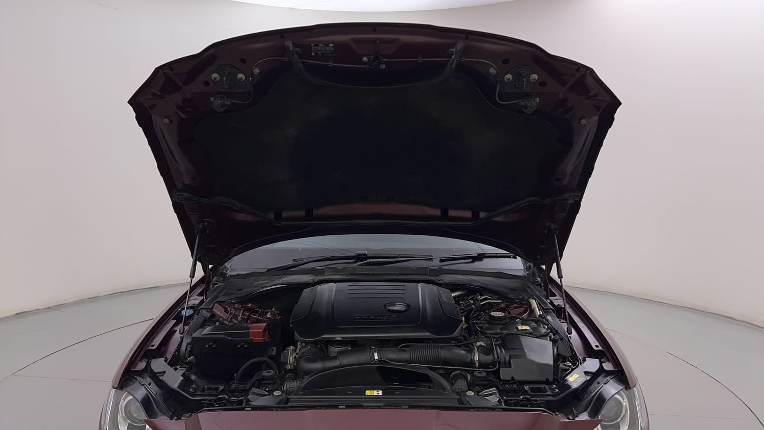 New Jaguar XF engine ENGINE & BONNET OPEN FRONT VIEW