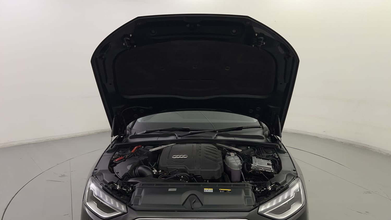 New Audi A4 engine ENGINE & BONNET OPEN FRONT VIEW