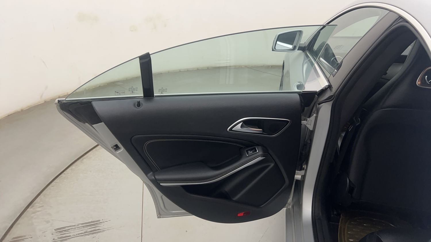New Mercedes-Benz CLA interior LEFT REAR DOOR OPEN VIEW