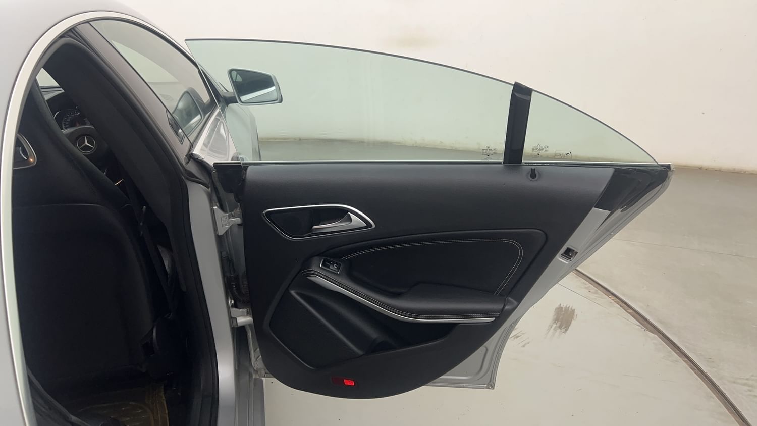 New Mercedes-Benz CLA interior RIGHT REAR DOOR OPEN VIEW