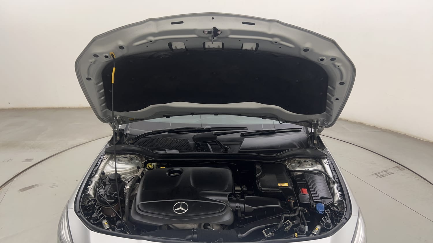 New Mercedes-Benz CLA engine ENGINE & BONNET OPEN FRONT VIEW