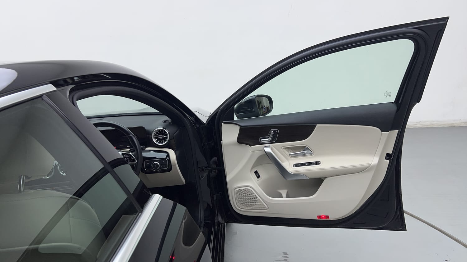 New Mercedes-Benz A-Class interior RIGHT FRONT DOOR OPEN VIEW