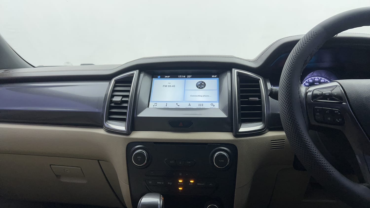 New Ford Endeavour interior MUSIC SYSTEM & AC CONTROL VIEW