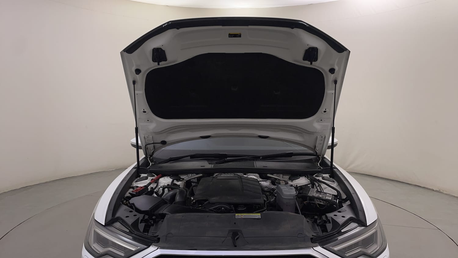 New Audi A6 engine ENGINE & BONNET OPEN FRONT VIEW