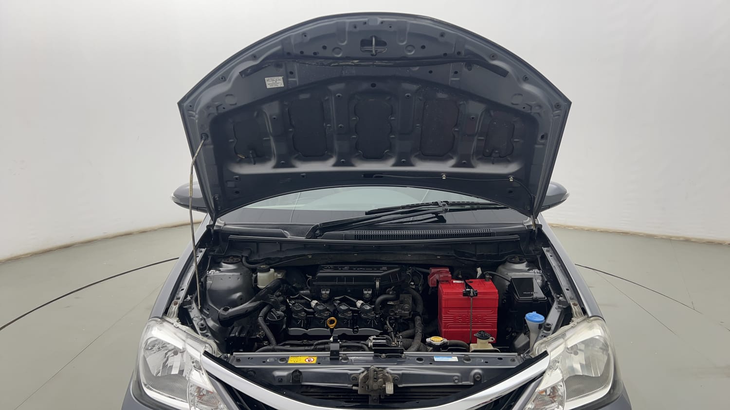 New Toyota Etios engine ENGINE & BONNET OPEN FRONT VIEW