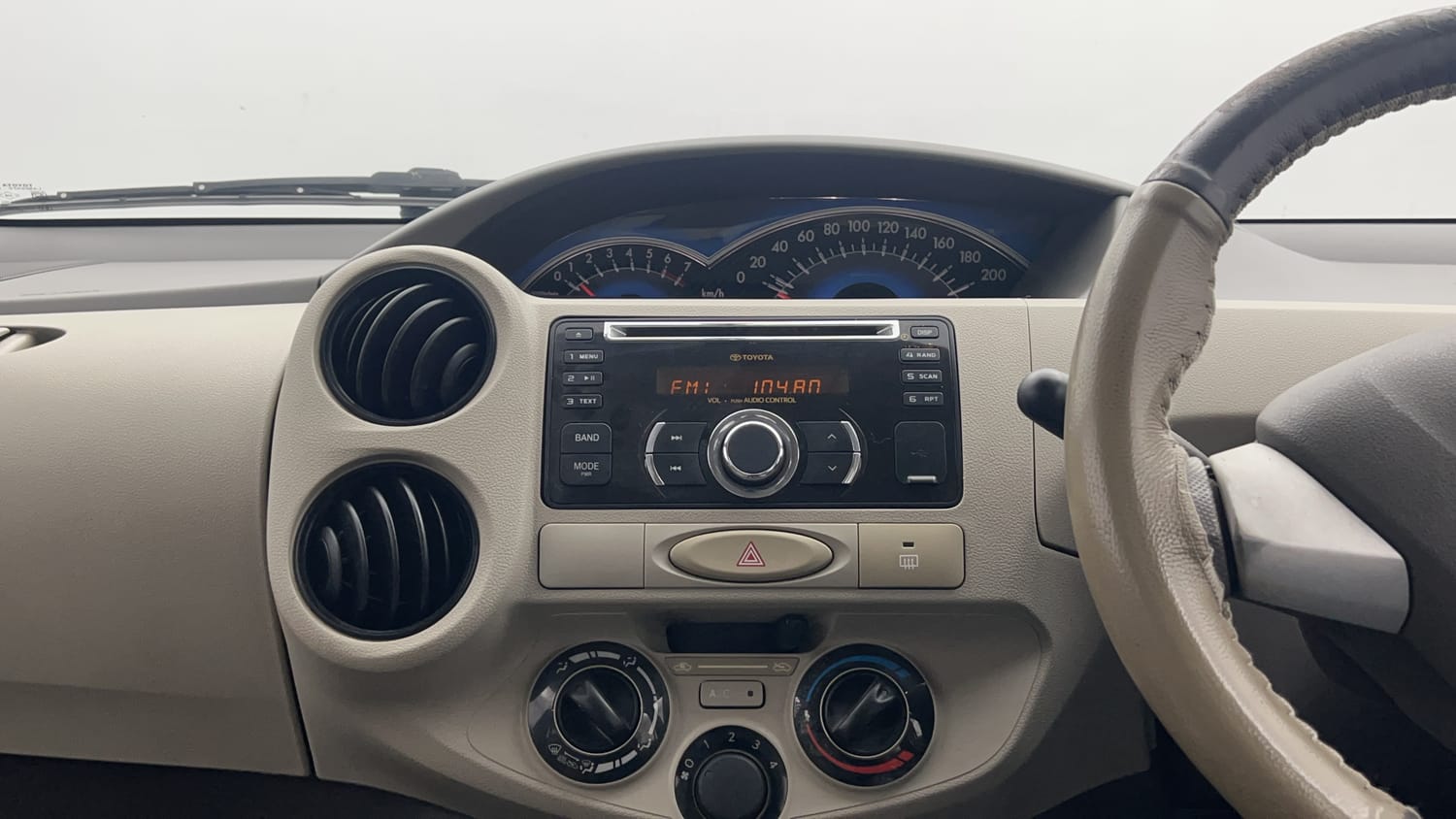 New Toyota Etios interior MUSIC SYSTEM & AC CONTROL VIEW