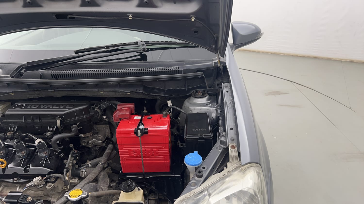 New Toyota Etios engine ENGINE LEFT SIDE HINGE & APRON VIEW