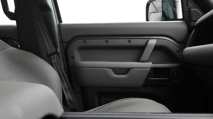 New Land Rover Defender interior RIGHT FRONT DOOR OPEN VIEW