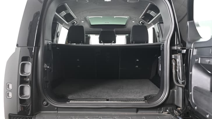 New Land Rover Defender interior DICKY DOOR OPEN VIEW