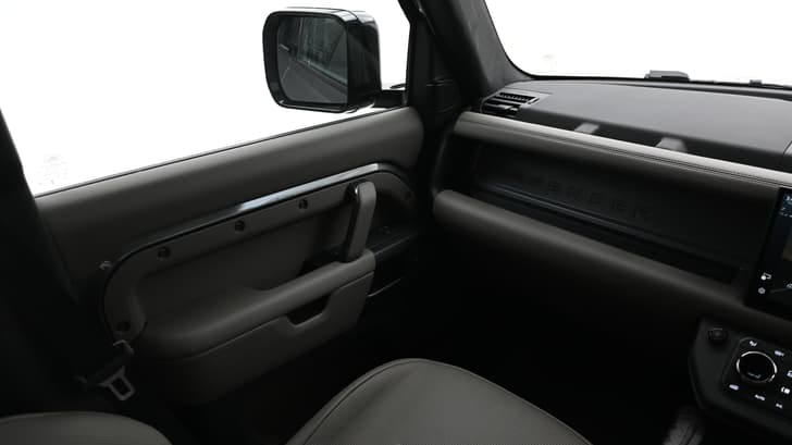 New Land Rover Defender interior LEFT FRONT DOOR OPEN VIEW