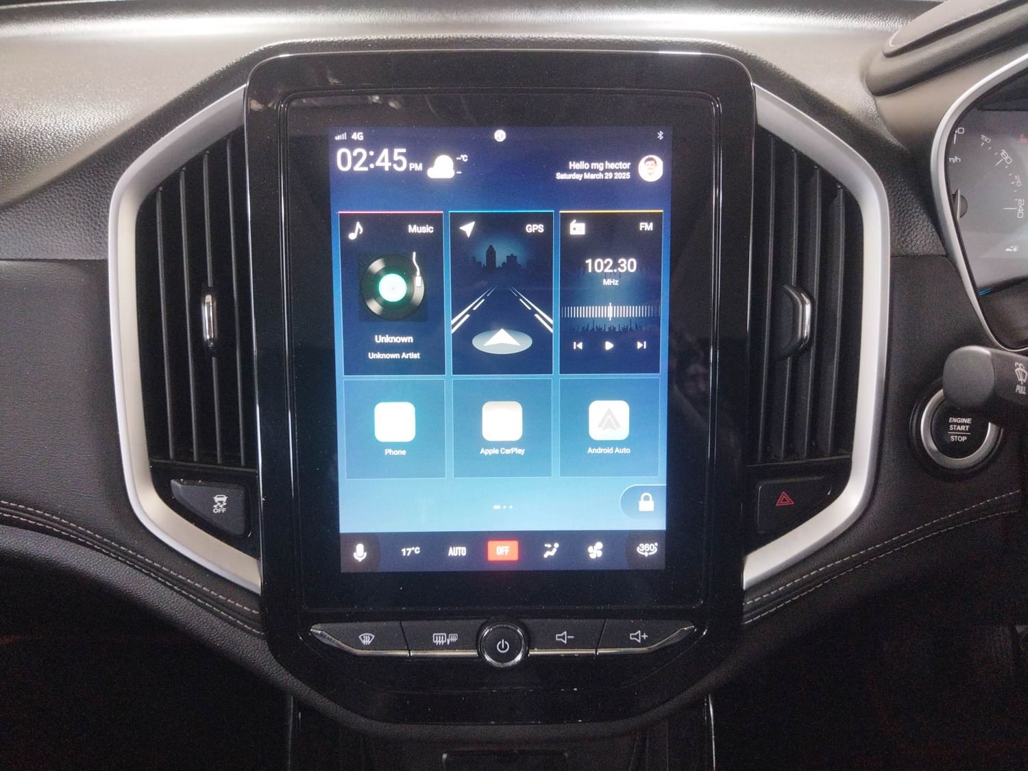 New MG Motors Hector interior MUSIC SYSTEM & AC CONTROL VIEW